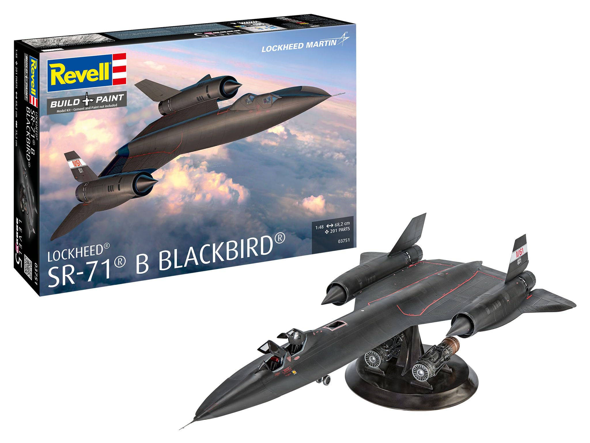 Revell 03751 Lockheed SR-71B Blackbird 1:48 Scale - Unbuilt/Unpainted Plastic Model Kit