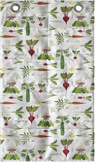 Ambesonne Vegetable Hanging Pocket Organizer, Food Art Pattern Cucumbers Carrots Garlic and Turnips Eating Greens Veggie Love, Printed Polyester Storage Bag with Pockets, 21" x 31", Multicolor