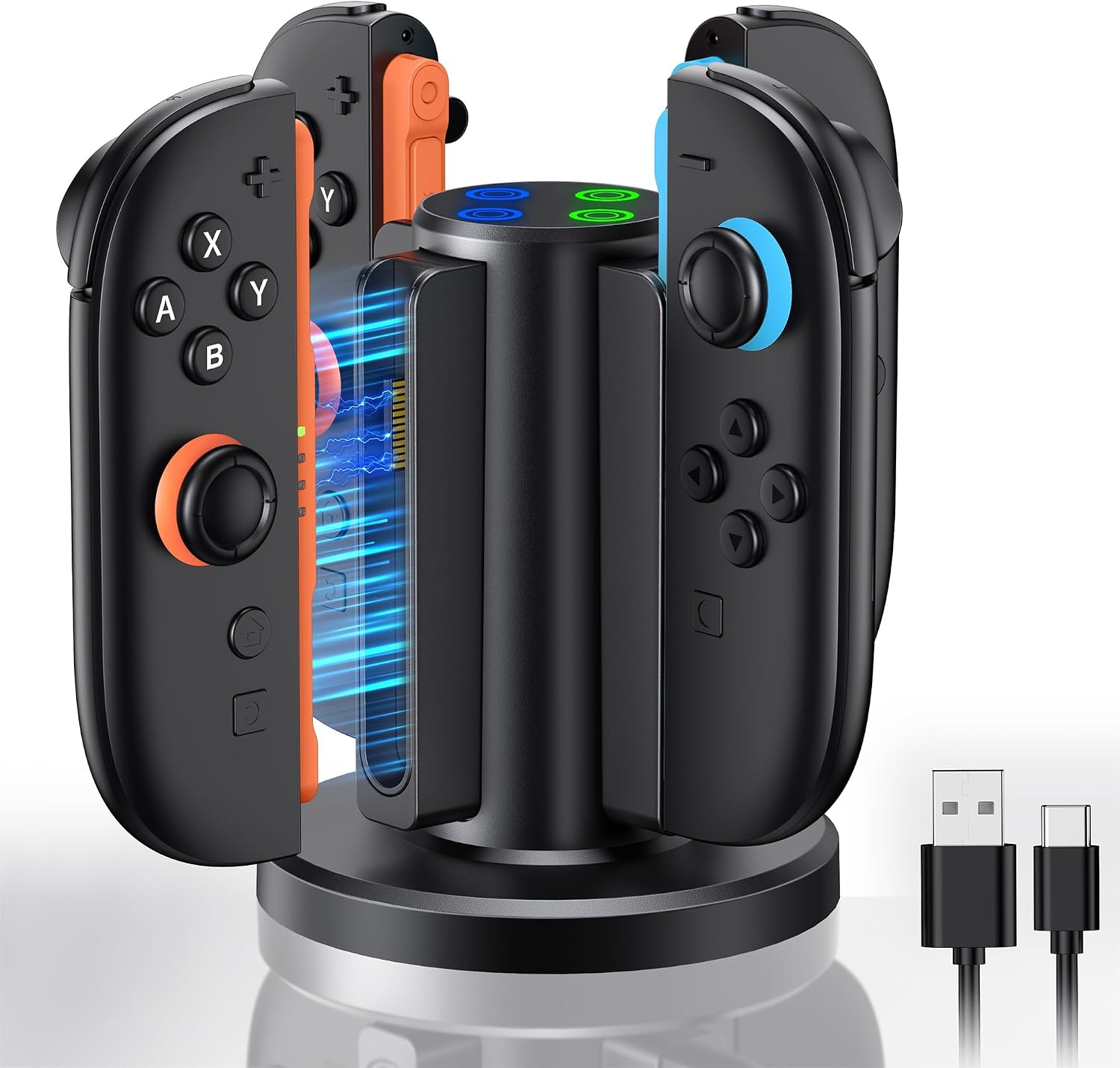 Bidirectional Controller Charging Dock for Nintendo Switch 2(2025), Fast Docking Station for Joycon 2, Magnetic Charger Stand for Switch 2 Accessories with LED Indication and USB Type-C Charging Cord