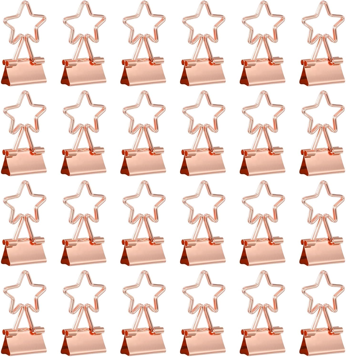 PATIKIL 24pcs Small Binder Clips Star Shape Cute Binder Clips Rose Gold