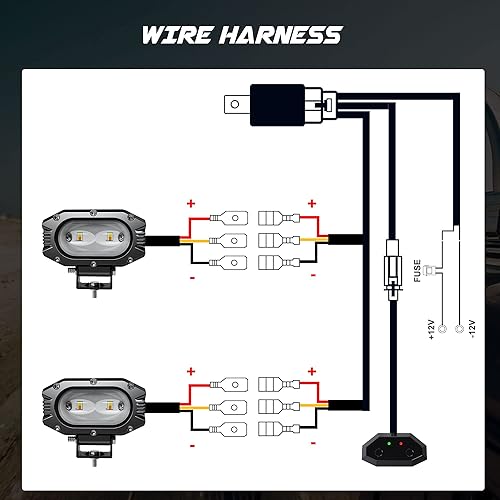 Miniatura 7 de ASLONG 2PCS 4Inch LED Flood Single Row WhiteAmber Flasing Strobe Pods Work Lights Off Road Driving Fog Lights with Switch Wiring Harness for Truck,
