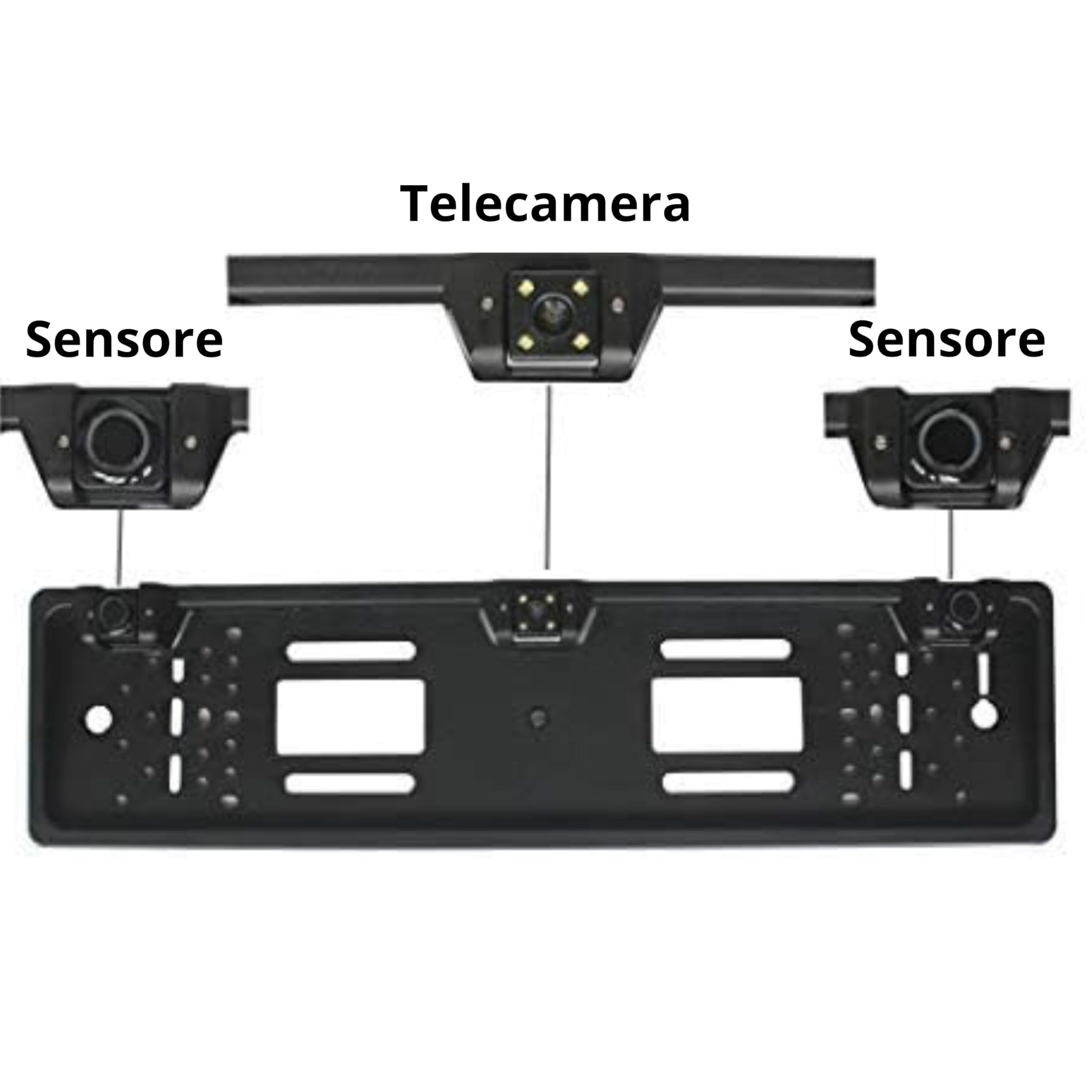 Yasta Portatarga Auto con Sensori di Parcheggio e Telecamera Posteriore Kit Retrocamera e 2 Sensori Universale per Auto, Camper, Camion Assistenza Retromarcia