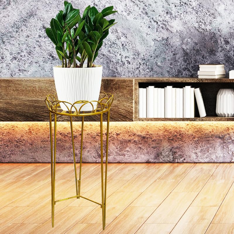 Decorscent Plant Stand Indoor Outdoor 23" Tall Metal Potted Holder Flower Pot Stand Heavy Duty Plant Shelf Rustproof Iron for Planter Corner Garden Balcony Patio in golden set of 1 (B0CYCDQPNT) Amazon Price History, Amazon Price Tracker
