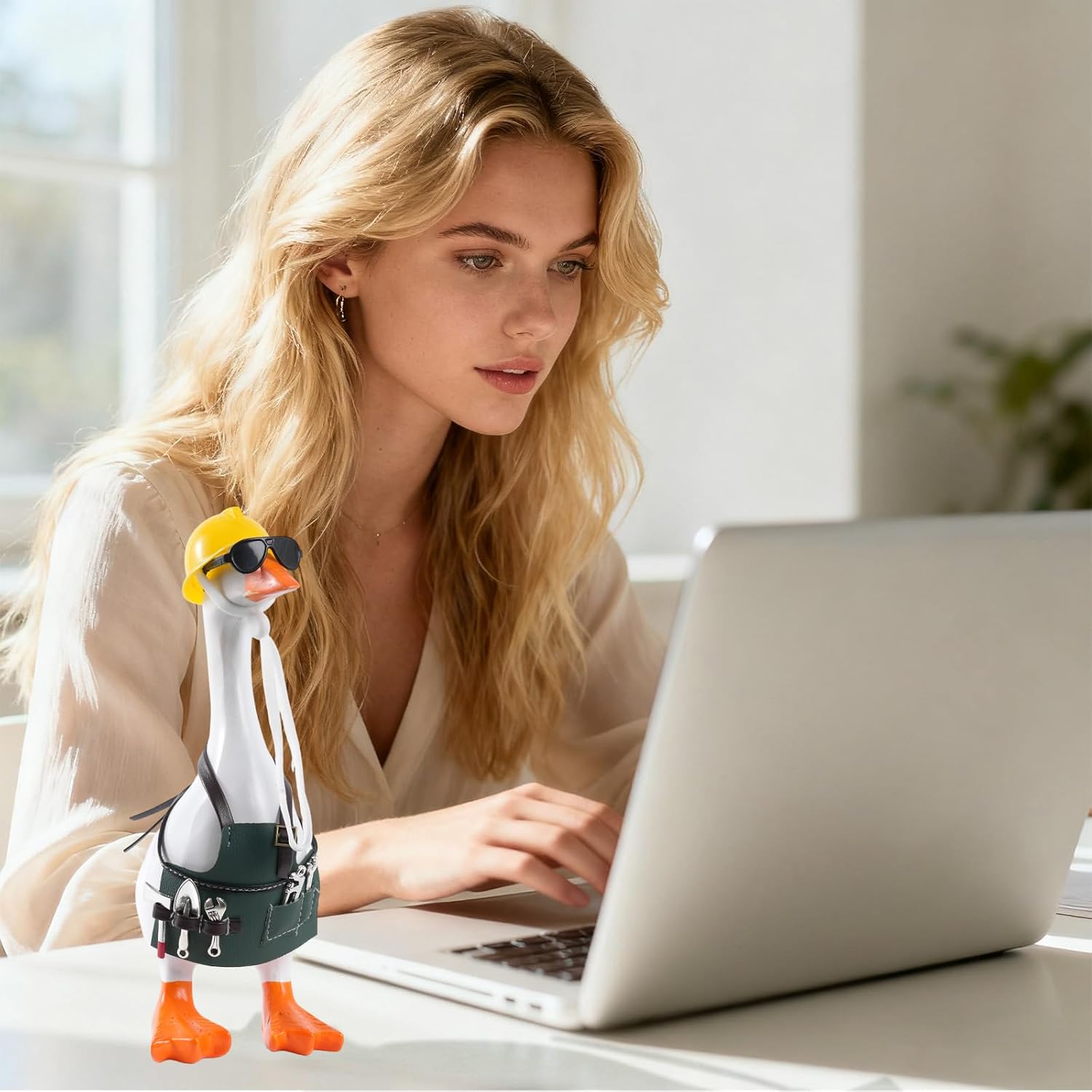7inch Desk Goose Outfits, Mini Desktop Goose Clothes Desk Goose Accessories Set for Magnetic Gooses Statue (Gardener Home Repair Set)