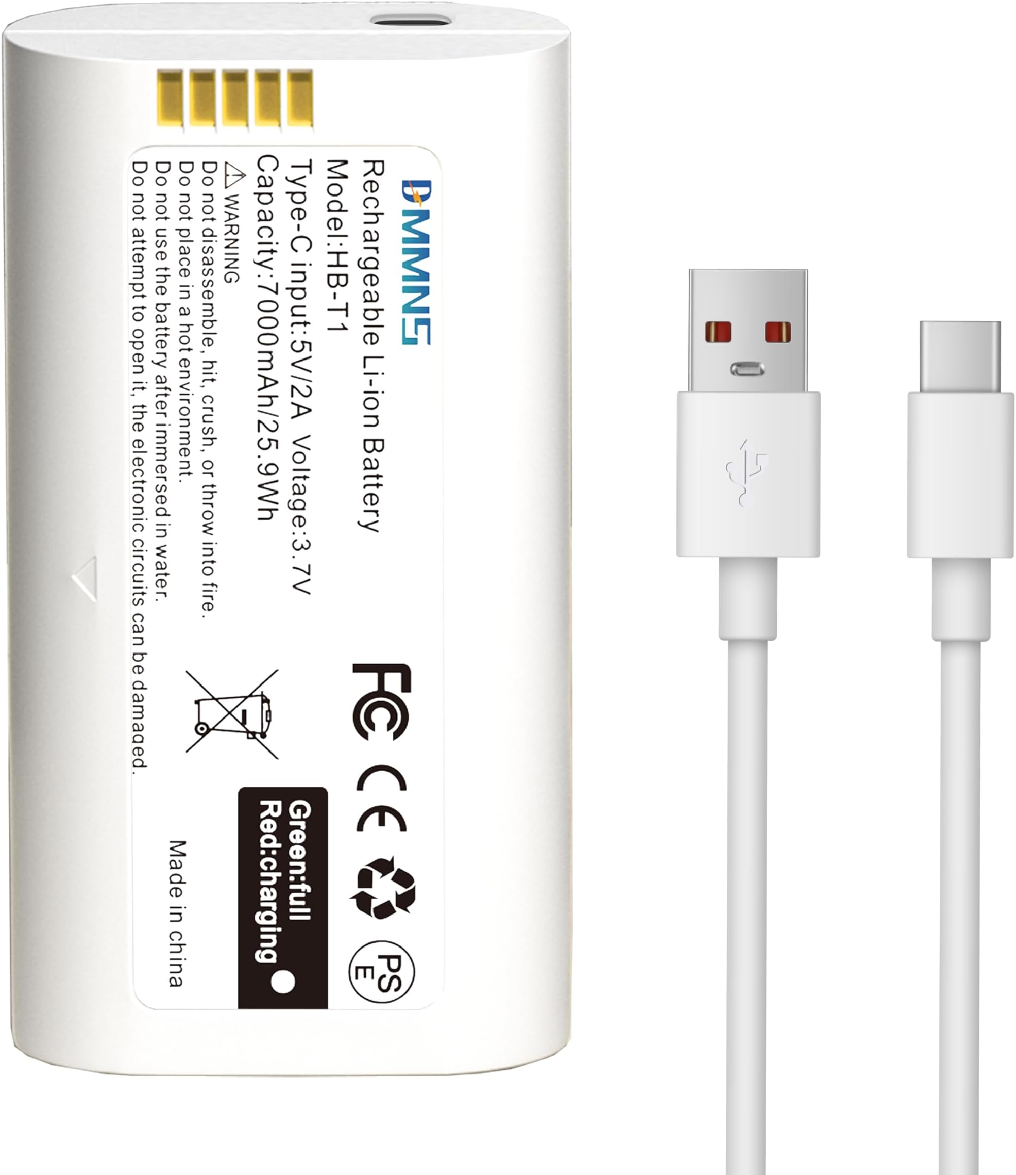 1-Pack Battery Replacement for Cam Pro,Upgraded 7000mAh Removable Battery Pack WBAT1 Replacement for WYZE Cam Pro 2K Camera WYZECOP Rechargeable Battery (Include Type-C Cable)
