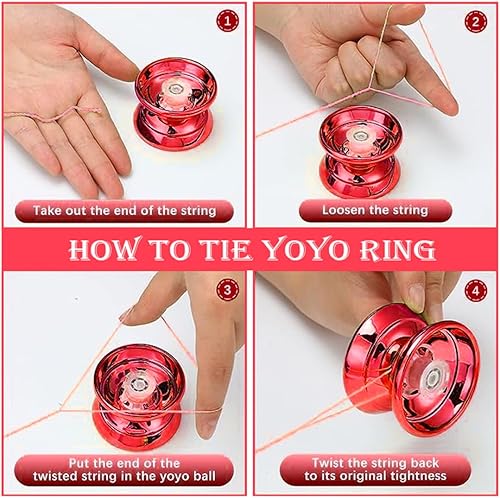 Miniatura 2 de Yoyo profesional que no responde para niños y adultos, paquete de 2 bolas de metal Speed Yoyo con 10 cuerdas y 2 guantes de dedo de dragón para