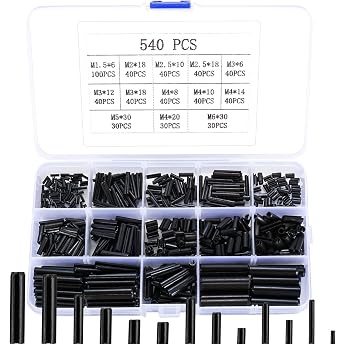 Tension Pin Hollow Cotter Pins, 540 Pieces Folding Pins, Hollow Spring Pins, Manganese Steel Assortment Set, Slotted Spring P