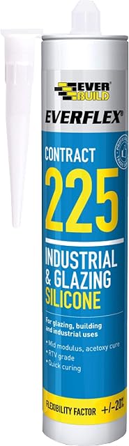Everbuild Everflex 225 | Cure Silicone Sealant Designed for Glazing and Industrial Applications - 295ml - Transparent
