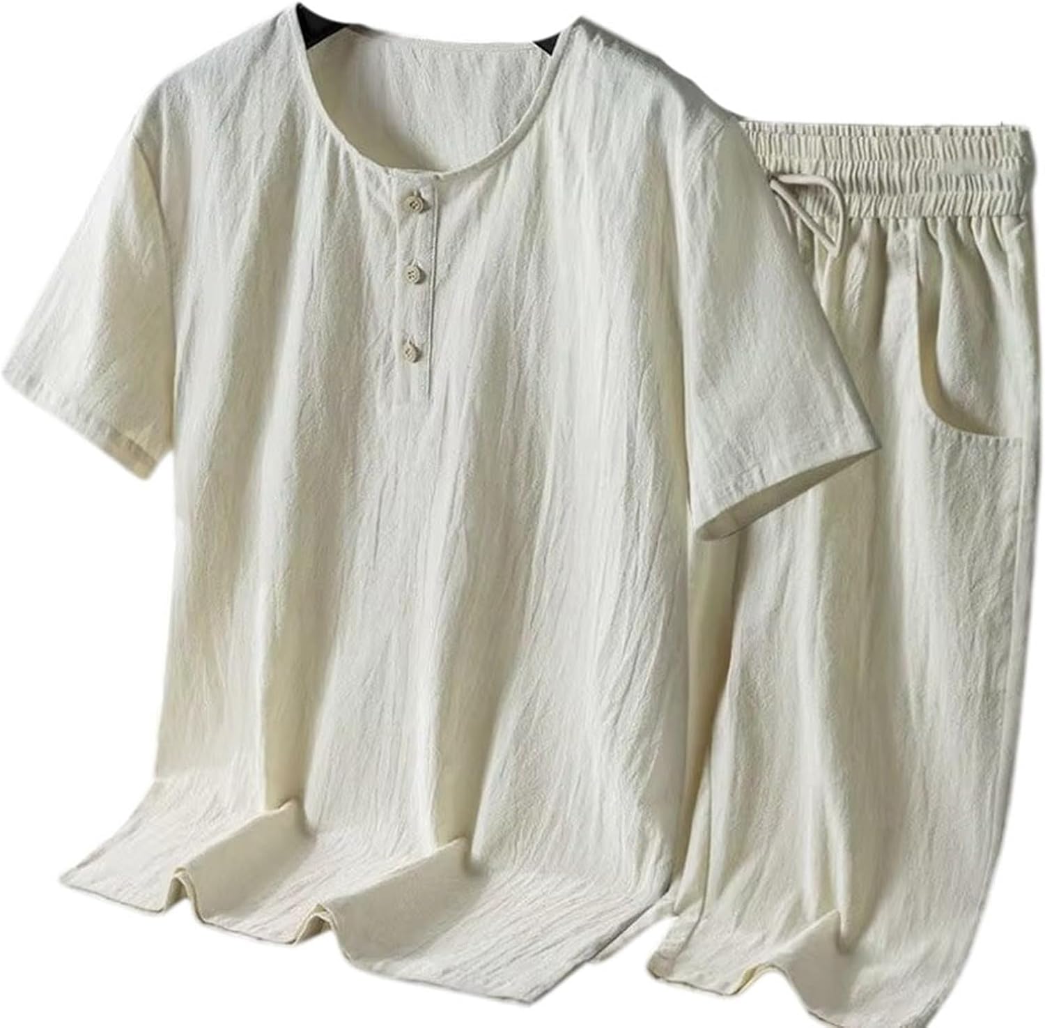 Men's Linen Set Breathable Lightweight Casual Office Wear