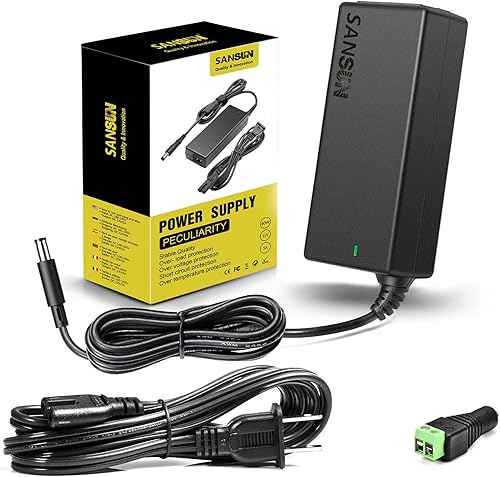 Fuente de alimentación de 12 V 5 A para tira de luces LED, adaptador de corriente de 60 W, transformador de 120 V CA a 12 V CC (1 juego)