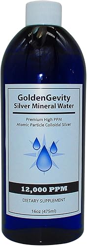 12000 PPM Plata coloidal - Suplemento de apoyo inmunológico mineral traza alto PPM (16 onzas (16.1fl oz))