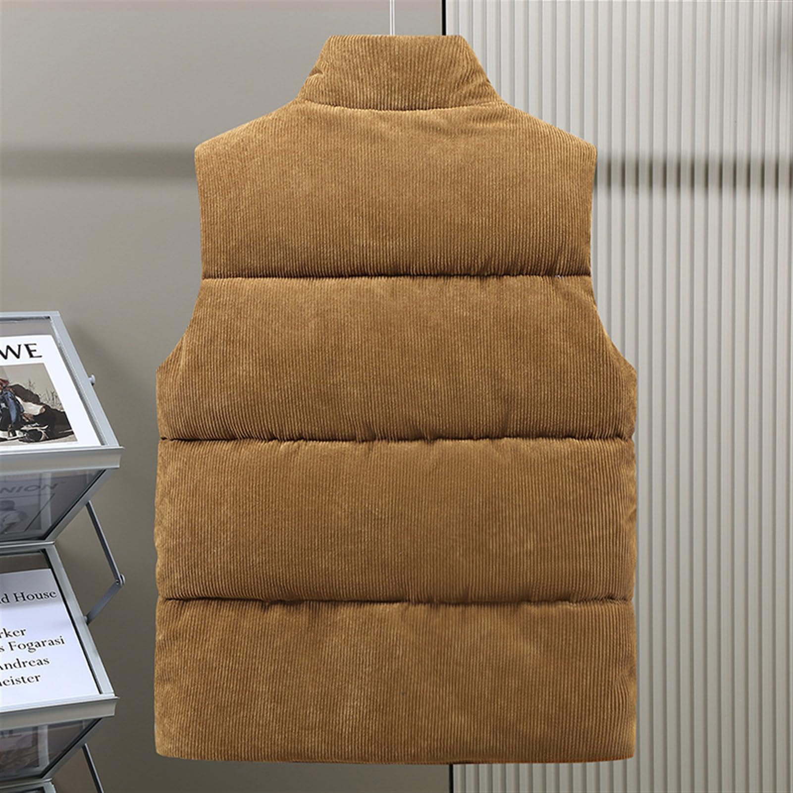 GIBZ Gilet Matelassée en Velours Côtelé Homme Veste Doudoune Matelassée sans Manches Blousons Extérieur Chauds pour Hiver Travail