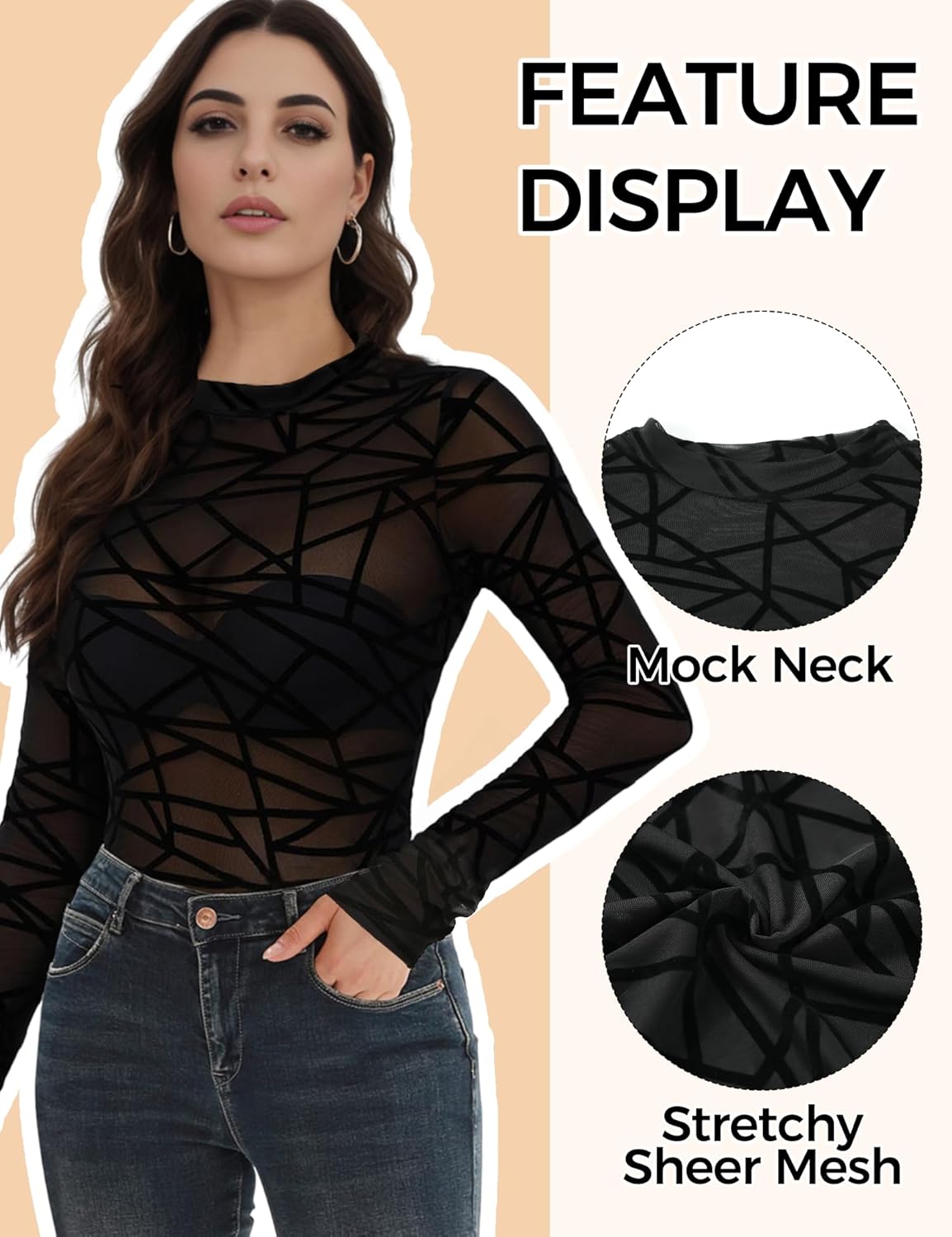 Buauty Sheer Tops for Women,Mesh Fishnet Tops Plus Size,Stylish and Sensational Mesh Blouses for Fashion-Forward Ladies - Image 4