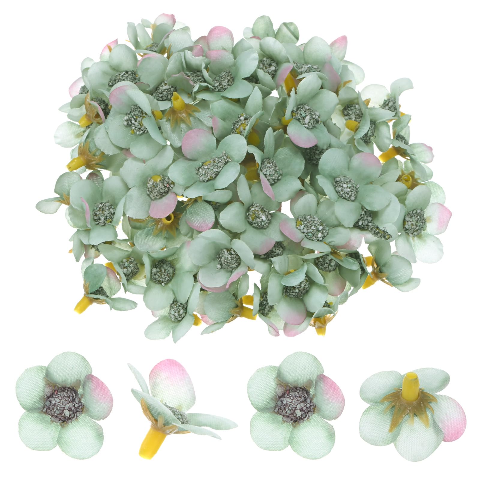 M METERXITY 50-Pack Artificial Silk Flower Heads for Wedding Dark Green