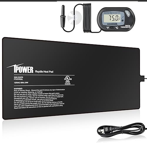 Vista 139 de iPower Almohadilla de calor para reptiles de 8 x 18 pulgadas, calentador de terrario para tortugas, lagartos, ranas y otros animales pequeños