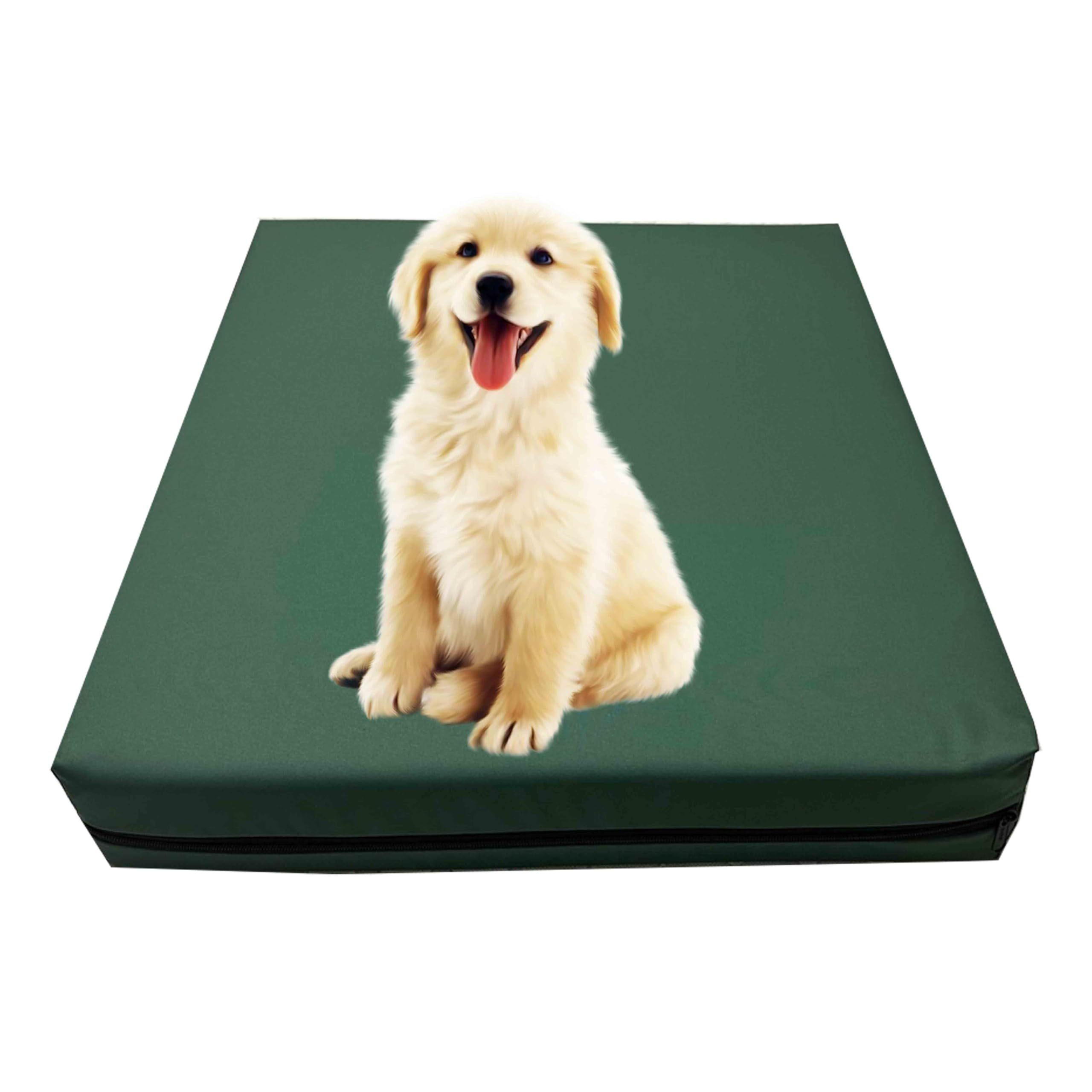 GRIZZLY FOAM Waterproof Dog Bed Cushion and Mattress for Indoor and Outdoor Use with Washable & Removable Zipped Cover and Custom (Bottle Green, 108x72x5cm)
