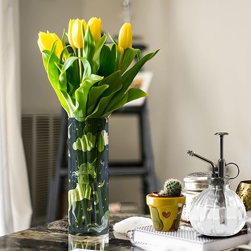 Miniatura 5 de Cartoon and Cute Unicorns Midnight Blue Plastic Flower Vases 11.8 x 3.9 Inch decorative Candle Holder Clear Wedding Table Office Party jarron para