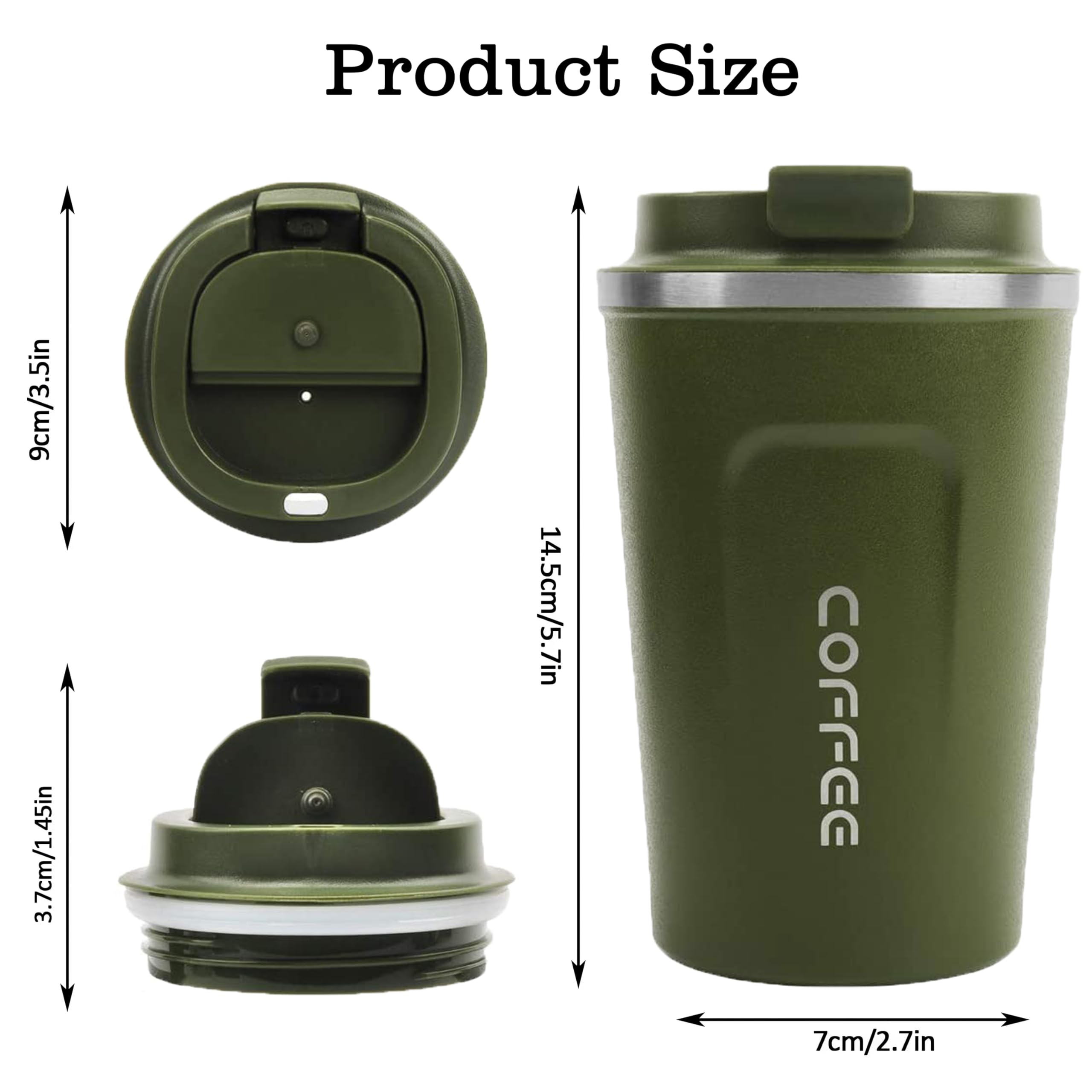 Senshuomy 380ml Vacuum Insulated Coffee Cup, Double Wall Stainless Steel Reusable Leakproof Coffee Cup Travel Mug - Image 2