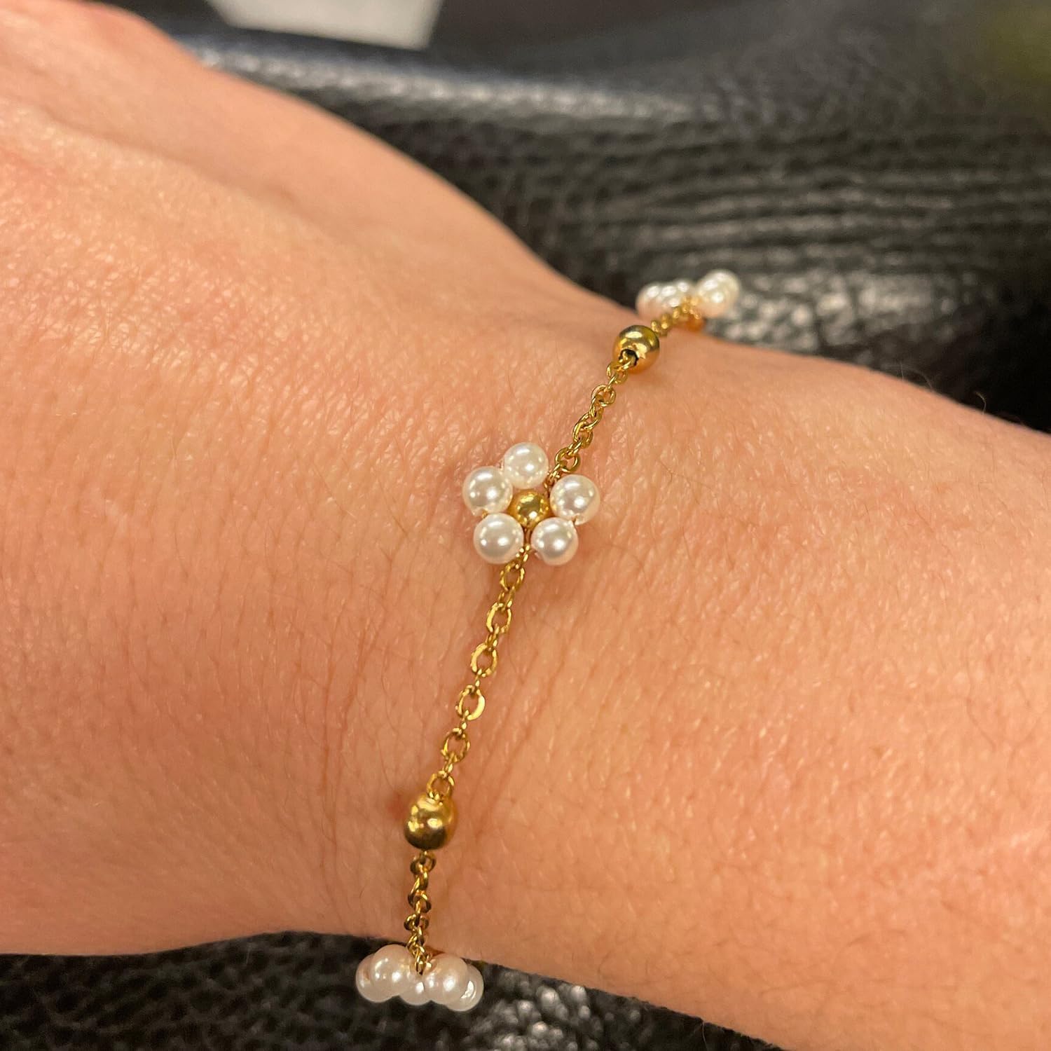 Pearl Bracelet-14K Gold Filled Pear Bracelets for women 6.5”+2” - Image 2