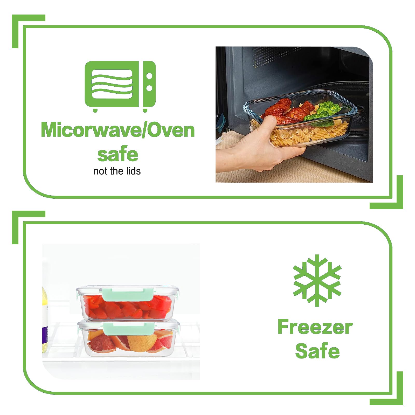 HOMBERKING Set di 12 contenitori per alimenti in vetro con coperchio, contenitori in vetro per la preparazione dei pasti, scatole bento ermetiche, senza BPA e a prova di perdite, per dispensa da