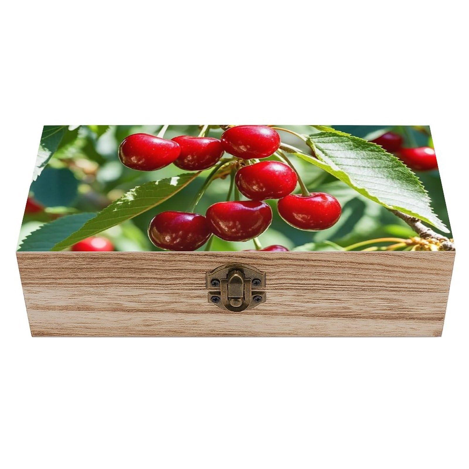 asbwuo Cherry Wooden Keepsake Box Storage Boxes with Hinged Lid
