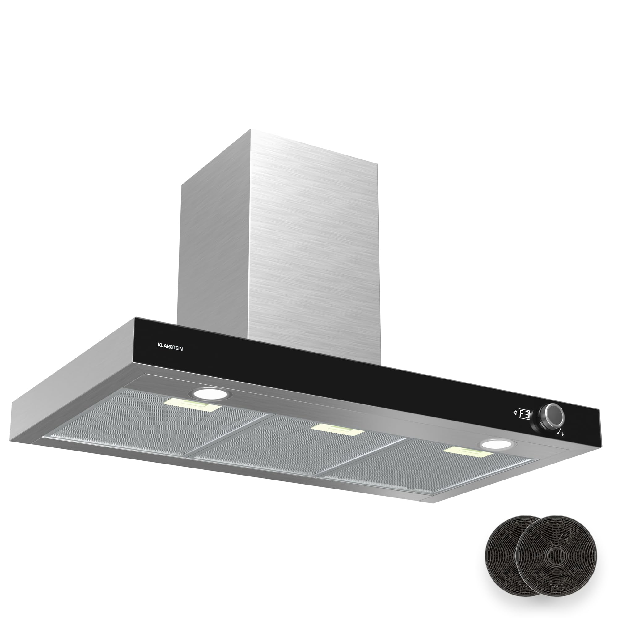 Klarstein AirNova - Cappa da Cucina da 90cm, Cappa Aspirante a Parete, 620 m³/ora, Efficienza Energetica A++, LED: 6500K, Silenziosa: 49 dB, Acciaio Inox, Ricircolo & Scarico