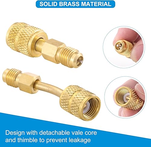 Miniatura 3 de R410A Mini adaptadores divididos, conector de puerto de vacío de carga R410A con hembra de 516 pulgadas a macho de 14 pulgadas y adaptador de tanque