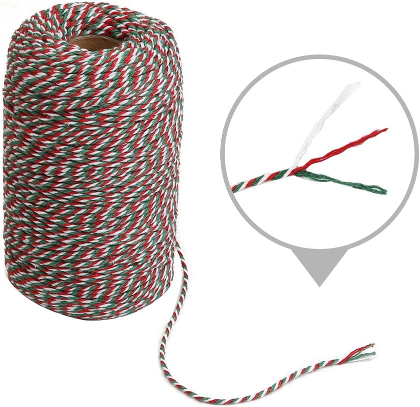 Tenn Well Red and White Twine, 656 Feet 200m Cotton Bakers Twine Perfect for Baking, Butchers, Crafts and Christmas Gift Wrapping : Office Products
