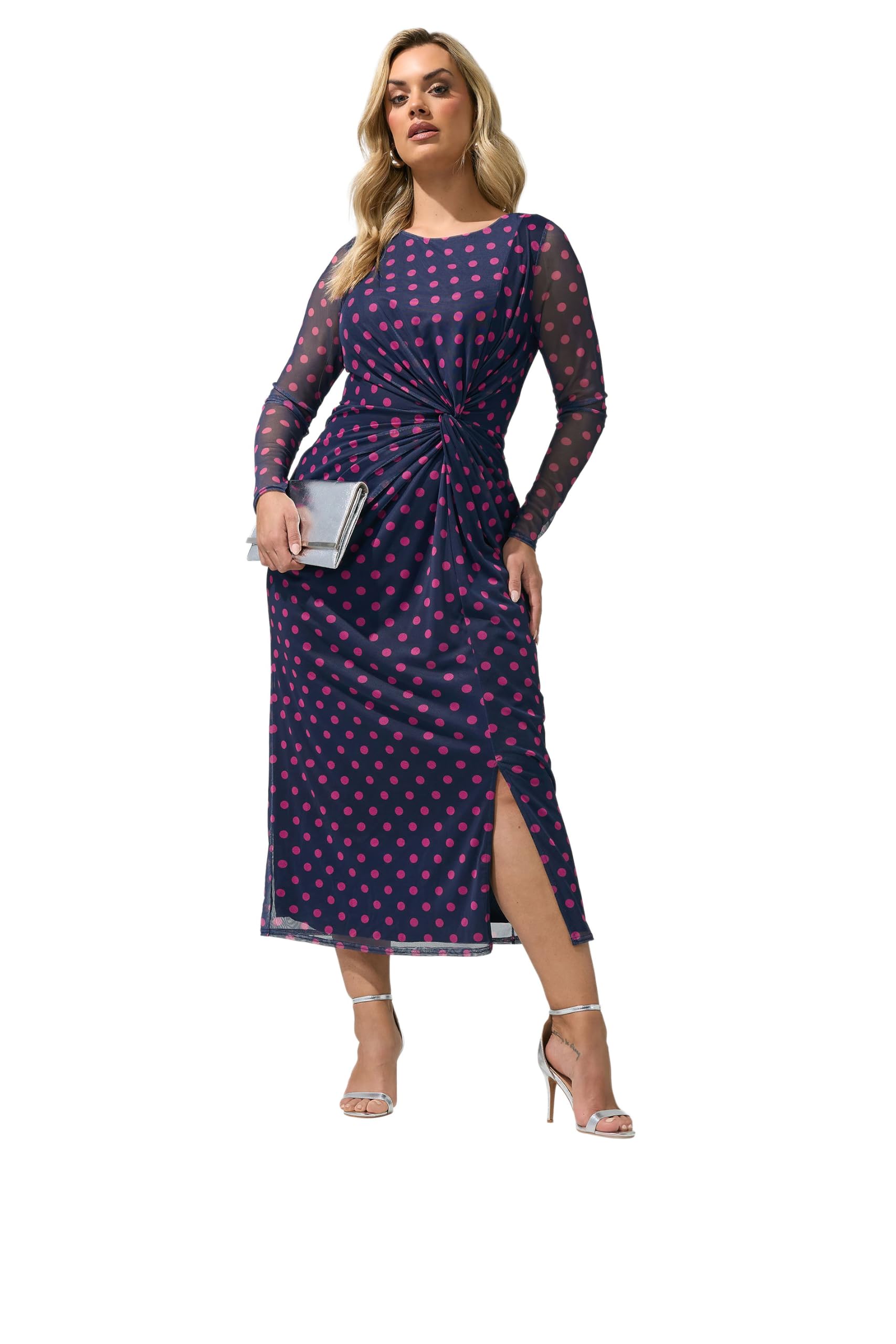 Yours Women's Dark Blue Polka Dot Maxi Dress In | Size: 20