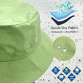 woogwin Waterproof Bucket Rain Hat with Chin Strap Quick Dry Packable Boonie Sun Hat Safari Hat UV Protection(Apple Green)