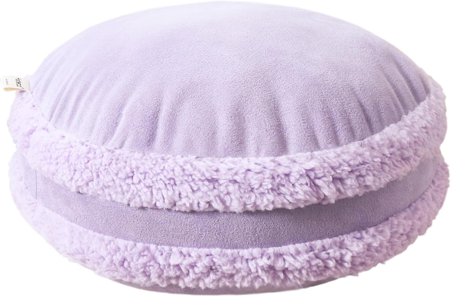 Round Throw Pillow 16x16 Macaron Shape No Zipper Design Down-Like Polyester Filling Super Soft Feather-Like Touching Floor Pillow 40x40cm Home Décor Circle Cushion for Couch, Purple, 1 Piece