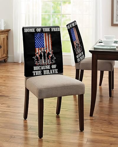 Miniatura 4 de 4th of July Chair Covers Set of 6 for Dining Room, Rustic American Flag Independence Day Chair Back Cover Removable Kitchen Chair Slipcovers Seat