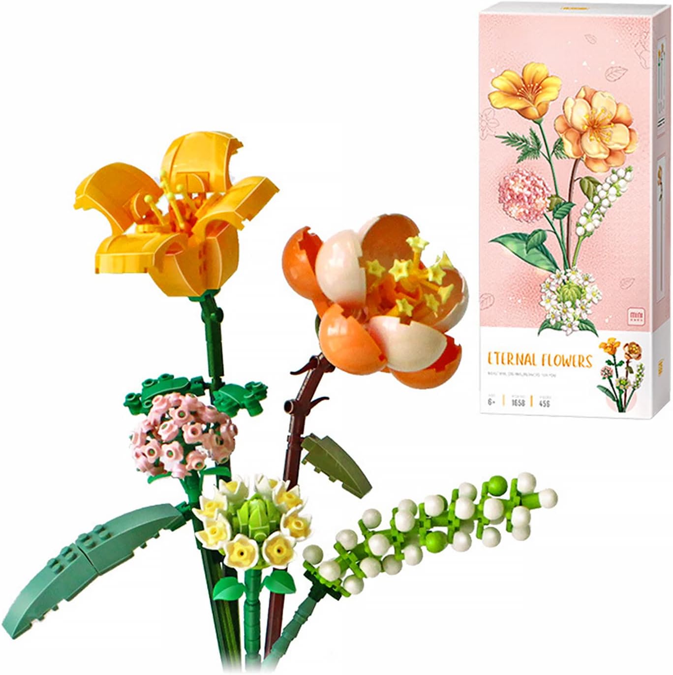 QIUXQIUBuilding Blocks Kit Flower Bouquet Set Artificial Lily Building Blocks Creative Botanical Collection Project for Adults Idea