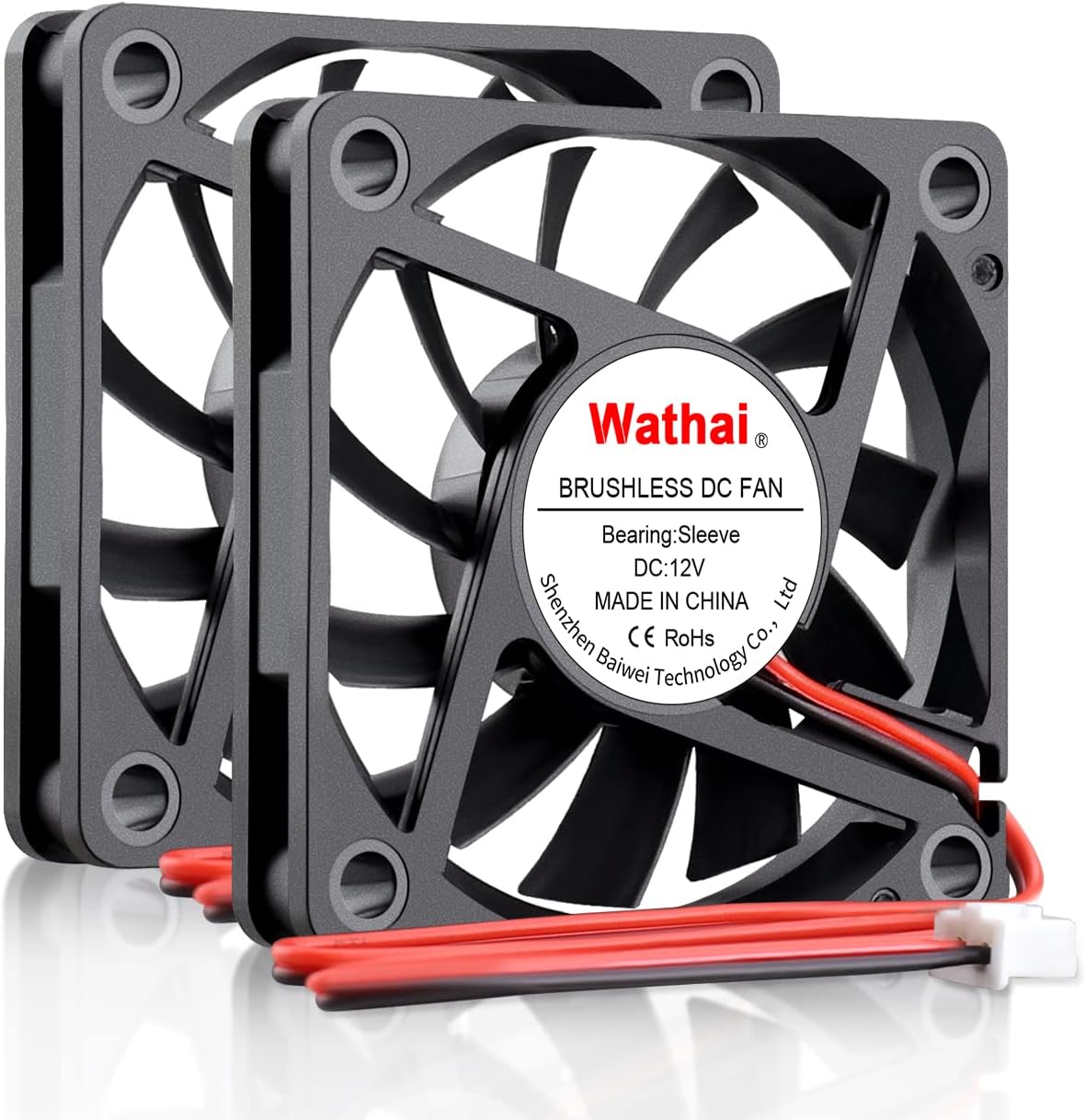 Wathai 60mm x 10mm 12V 2Pin DC Brushless Exhaust Cooling Fan 12 Volt for Small Replacement Cooler 2 Pack
