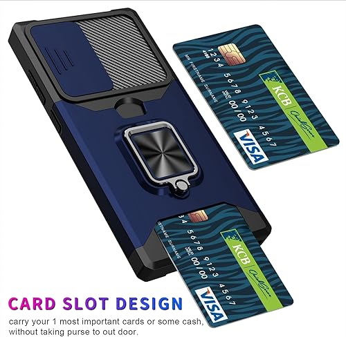 Miniatura 6 de Funda para Samsung Galaxy S23 Ultra con cubierta para cámara deslizante, cubierta de protección militar contra caídas con soporte de anillo y