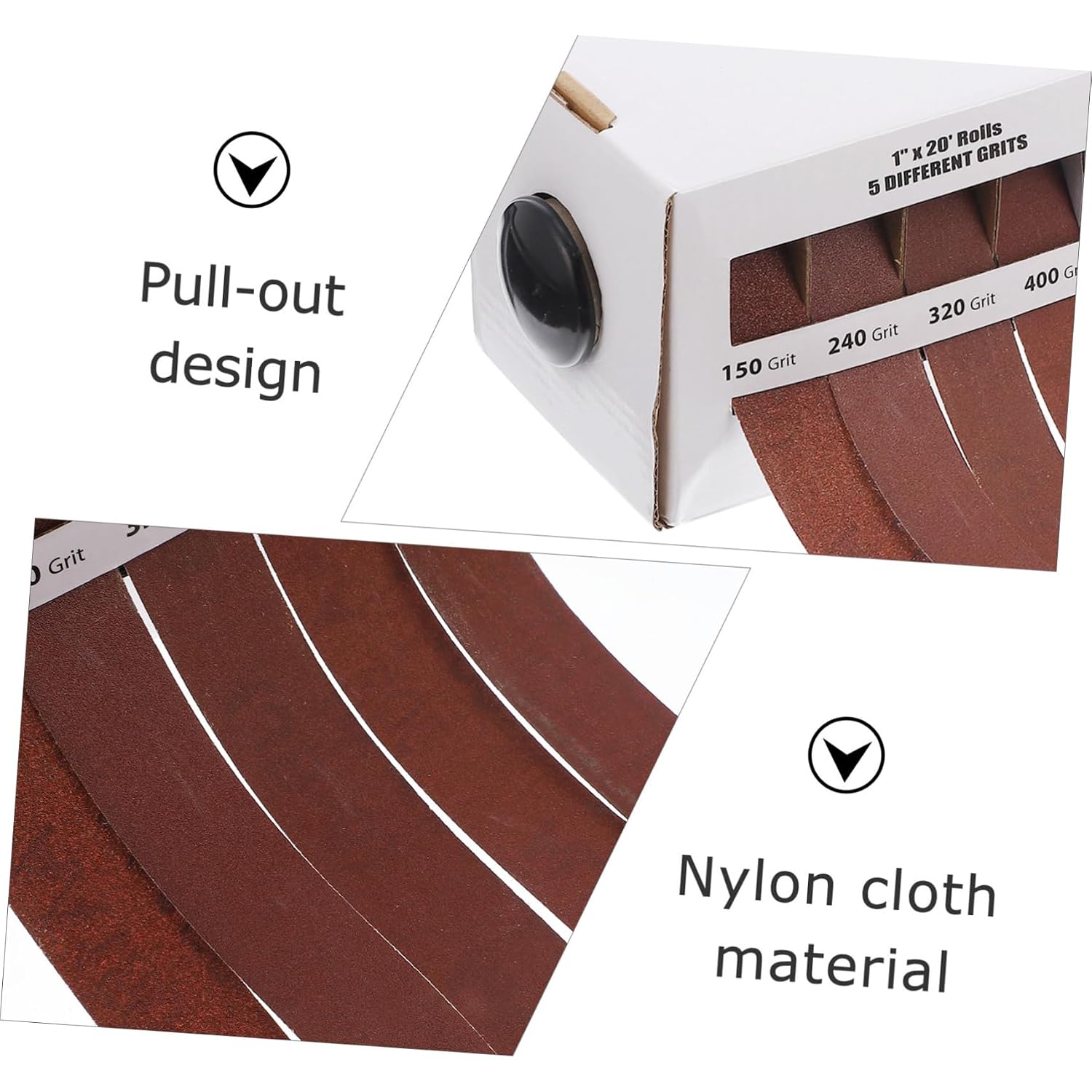 MAGICLULU 5 Emery Cloth Rolls Assorted Grit Polishing Sandpaper Roll for Metal Glass and Woodworking Tear-Resistant Design for Dry Grinding
