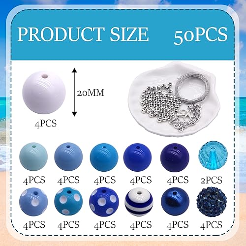 Miniatura 2 de 50 cuentas de goma de mascar, cuentas de vaca de 0.787 in a granel, cuentas focales de 0.78 pulgadas (0.787 in), cuentas redondas para hacer joyas,