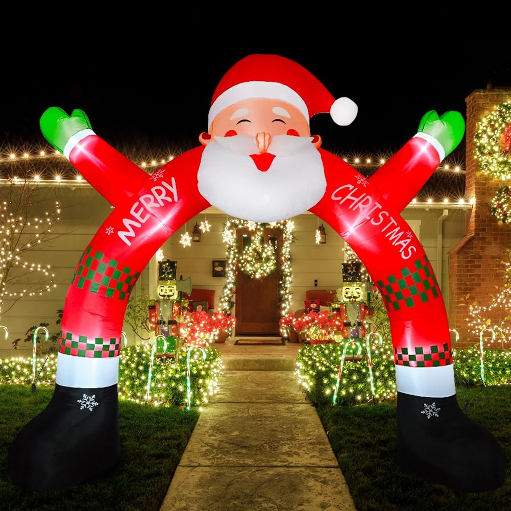 Christmas Archway Inflatable, 11 ft Santa Blow Up Arch with LED Light Christmas Inflatables Outdoor Decorations, Xmas Blow Up Decor for Lawn Home Party Yard Garden Décor - Image 6