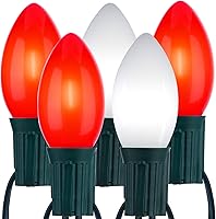 Vista 9 de Luces LED vintage C9 de Navidad para exteriores, cadena de luces C9 de 150 pies con 150 bombillas C9 inastillables, impermeables, conectables, luces