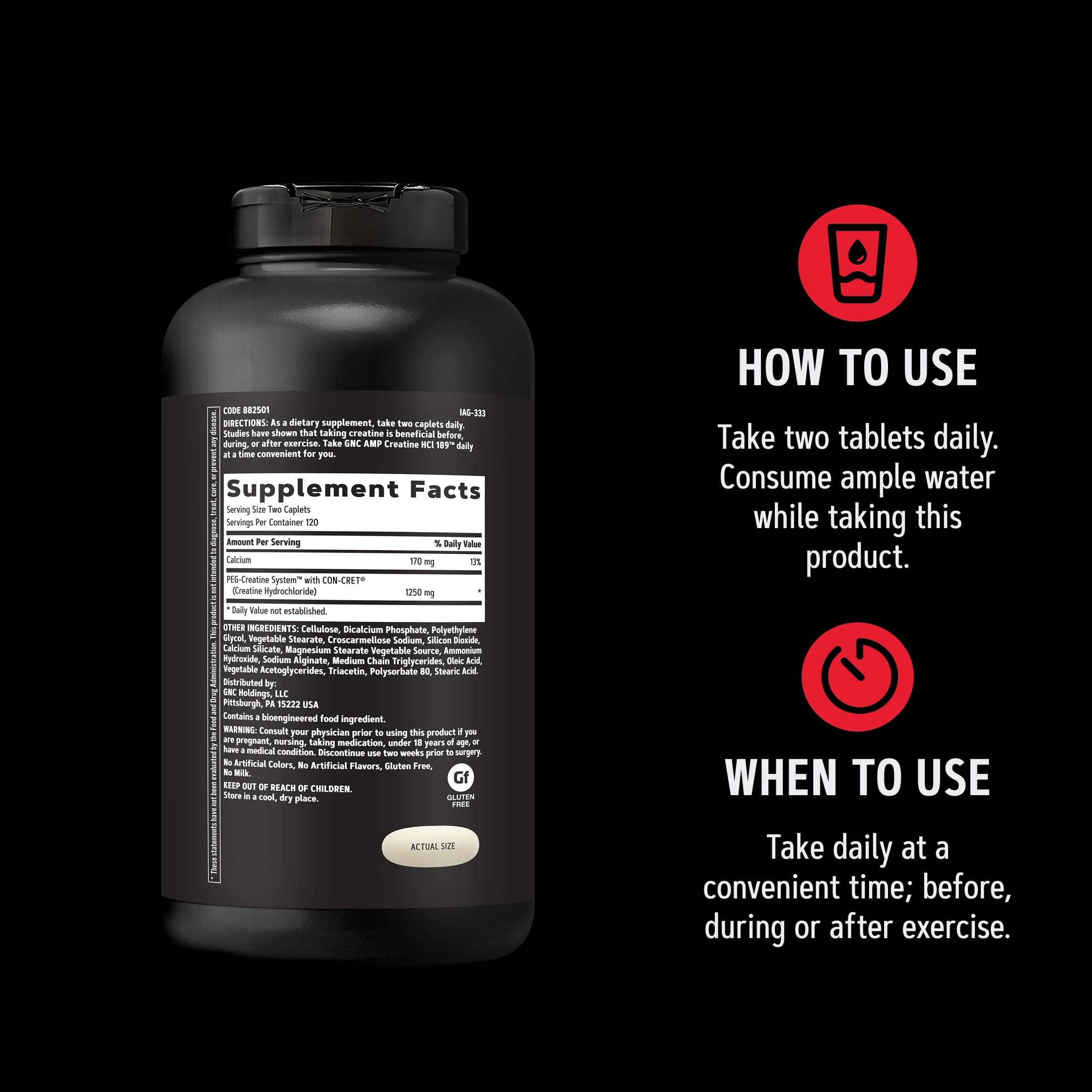 GNC AMP Creatine HCl 189, Fast Absorbing Muscle Builder, 120 Servings — Amazon image 8
