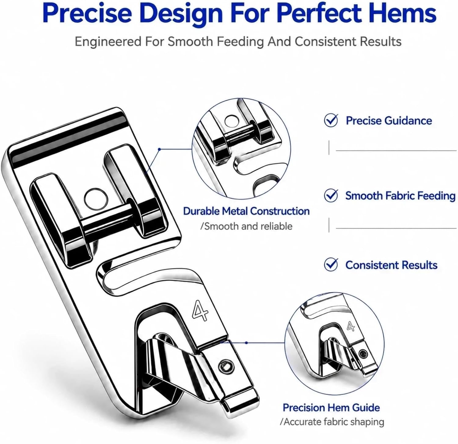 5-PCS Rolled Hem Presser Foot Set, Premium Hemming Foot for Sewing Machine, 1/4" Quilting Patchwork & 3/4/6mm Presser Feet, for Low Shank Snap On Singer, Brother Sewing Machines, by Cuizzuua