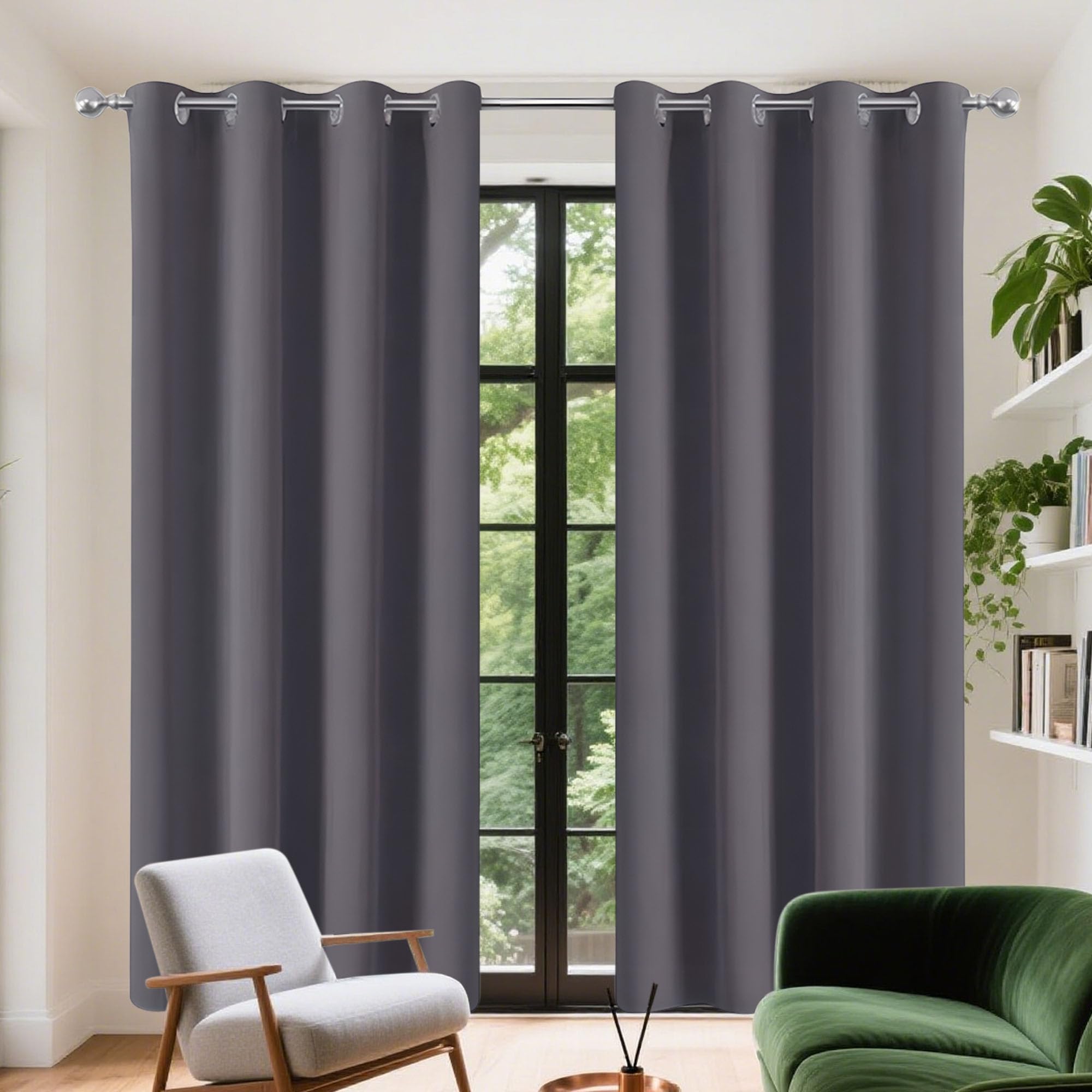Rideau occultant 130 x 180 cm au tissu isolant lourd pour intérieur moderne