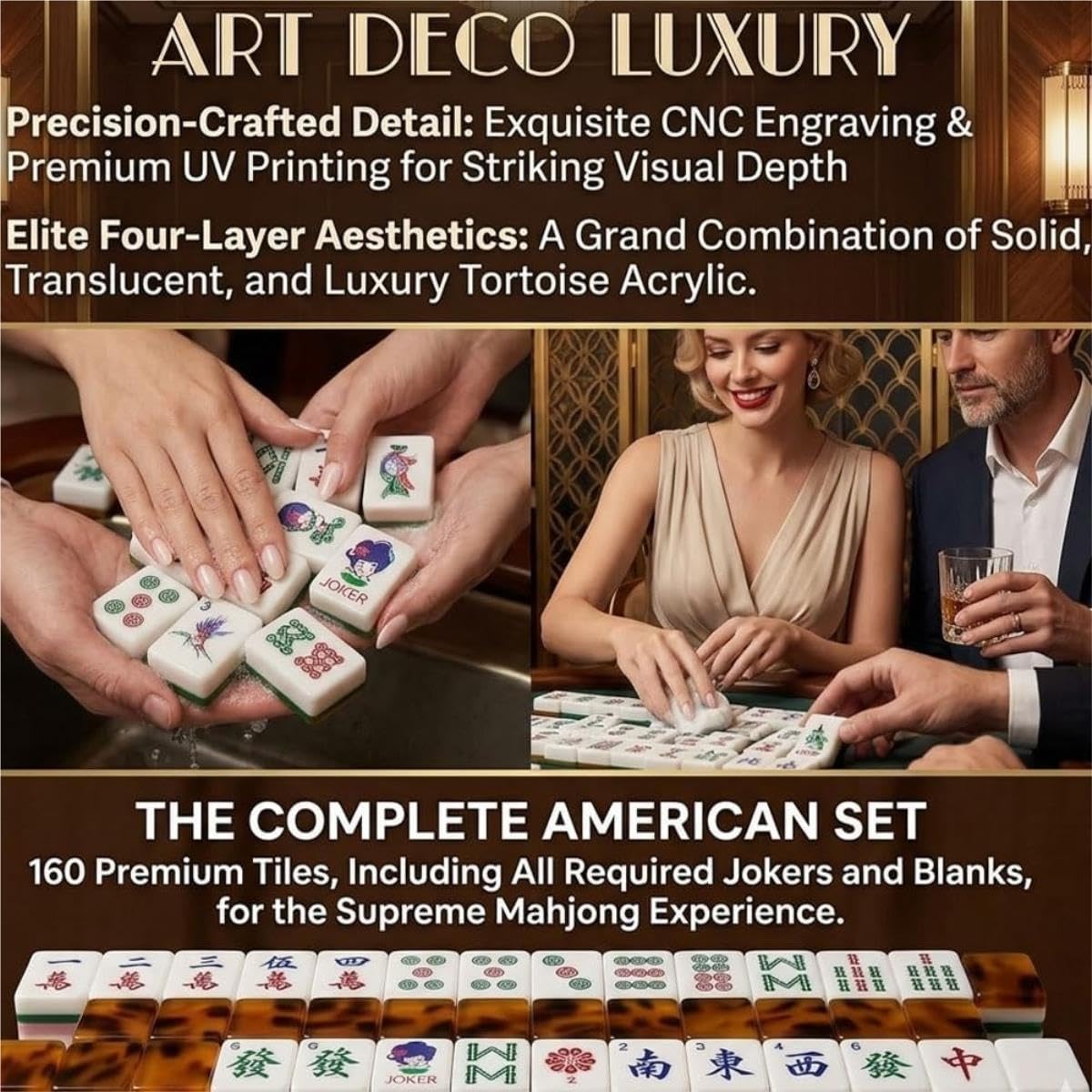 Acryl-Mahjong-Steine ​​– 160-teiliges Set