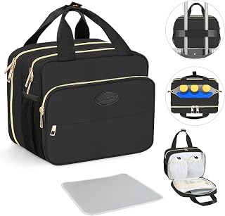 PIIOSER Insulated Baby Bottle Bag with Ice Pack, Breastmilk Cooler Bag Compatible with Wearable Breast Pumps & Accessories - Breastfeeding On The Go Bag for Nursing & Working Moms, Black
