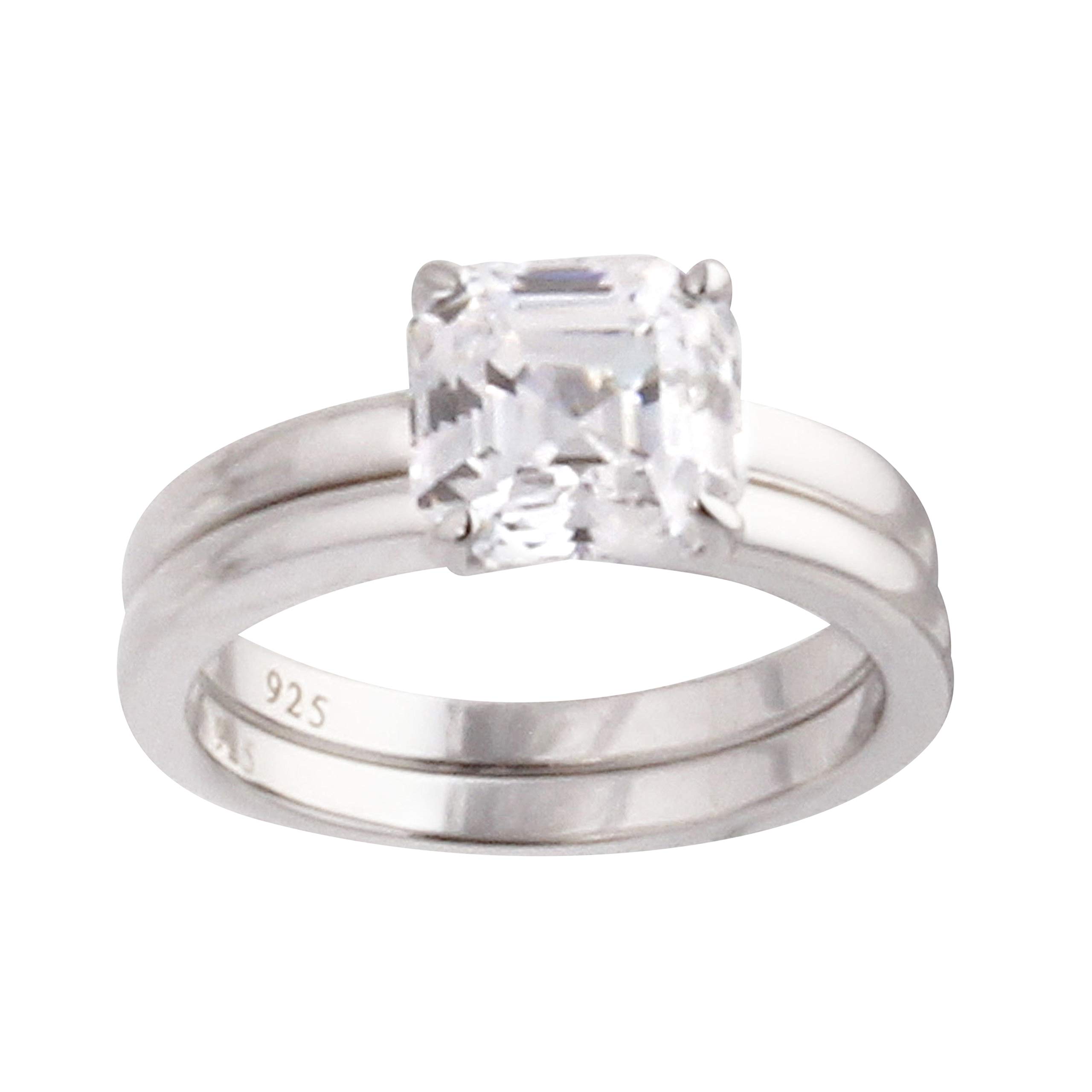 Arabelle & Co.'s Sterling Silver Asscher-Cut Bridal Wedding Set