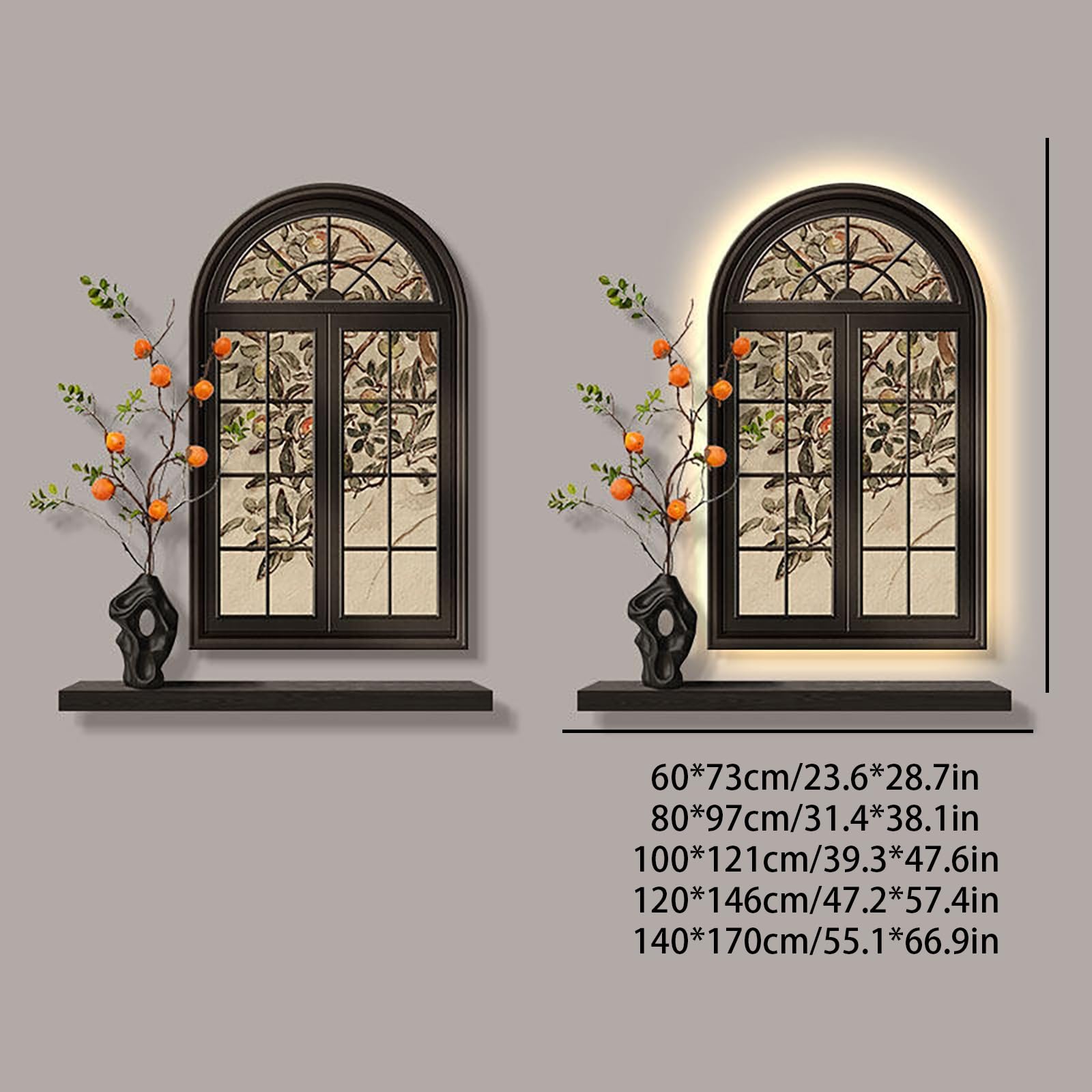 Decorazione artistica da parete illuminata, finta finestra murale con luci a LED, scultura moderna da appendere per ingresso, corridoio, atrio, decorazione per la casa