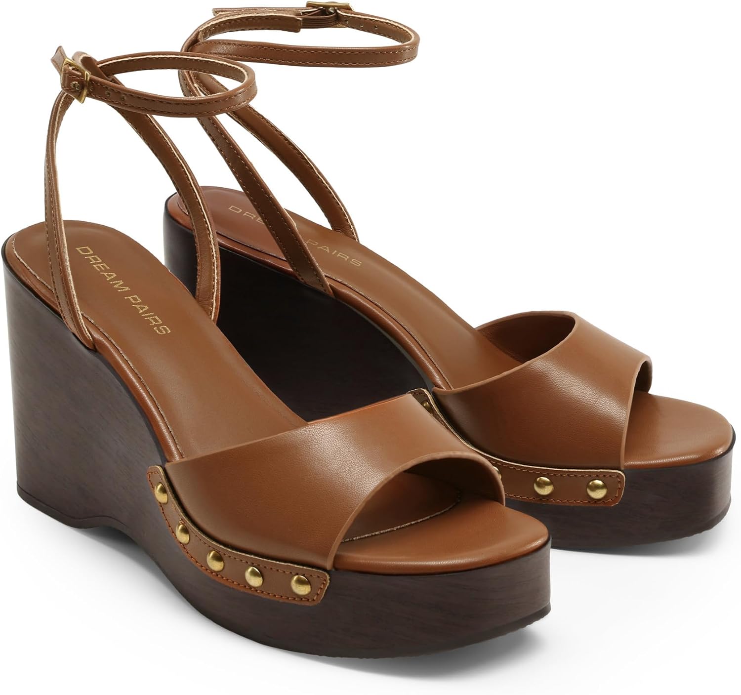 DREAM PAIRS Wedge Sandals for Women,Dressy Platform Square-Toe Ankle Buckle Studded Fashion Sandals for Summer - Image 5