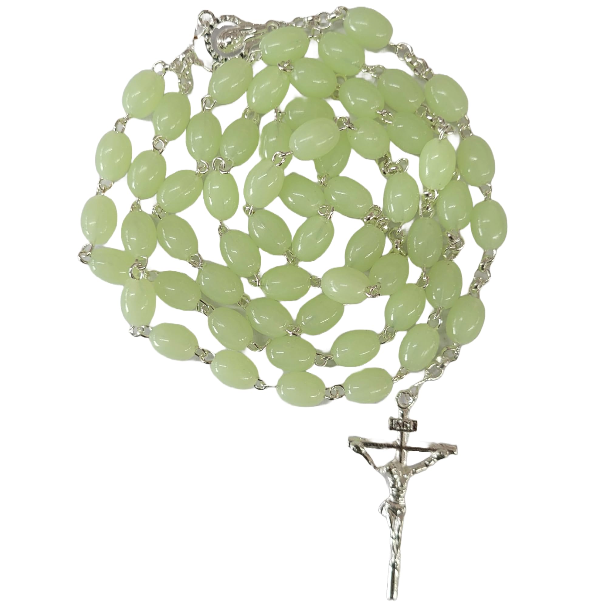 Divine Creations Goa Radium Rosary Oval Beads Rosary for Praying | Catholic Praying Glow in the Dark Rosary for Men & Women-image-7