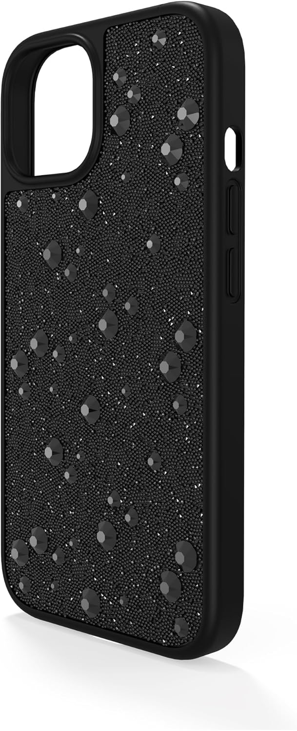 Swarovski High Smartphone Case for Apple iPhone 15, Black Swarovski Crystal Fabric with Black Flatback Crystals, Part of the Swarovski High Collection