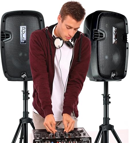 Miniatura 8 de Pyle Sistema de altavoces PA alimentados, kit de altavoces Bluetooth activos y pasivos con altavoces de 8 pulgadas, micrófono con cable, lectores